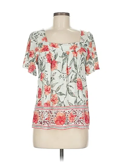 Pre-owned Lucky Brand Short Sleeve Blouse In Green