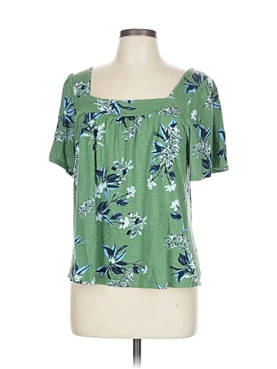 Pre-owned Lucky Brand Short Sleeve Blouse In Green