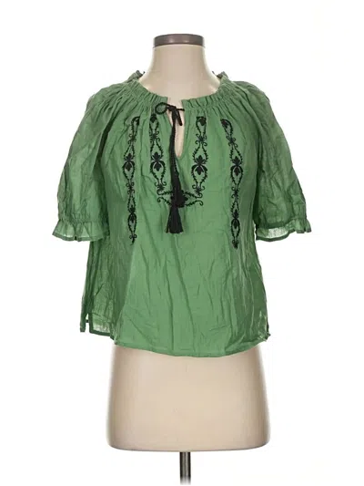 Pre-owned Lucky Brand Short Sleeve Blouse In Green