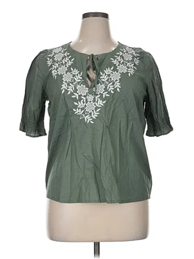 Pre-owned Lucky Brand Short Sleeve Blouse In Green