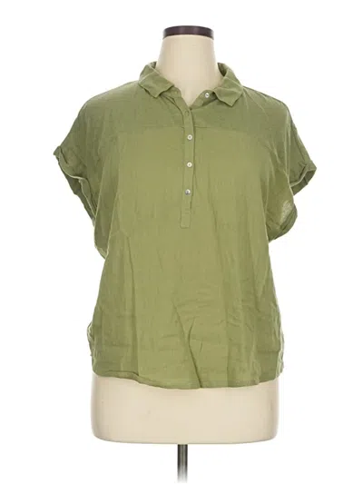 Pre-owned Lucky Brand Short Sleeve Blouse In Green
