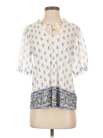 Pre-owned Lucky Brand Short Sleeve Blouse In Ivory