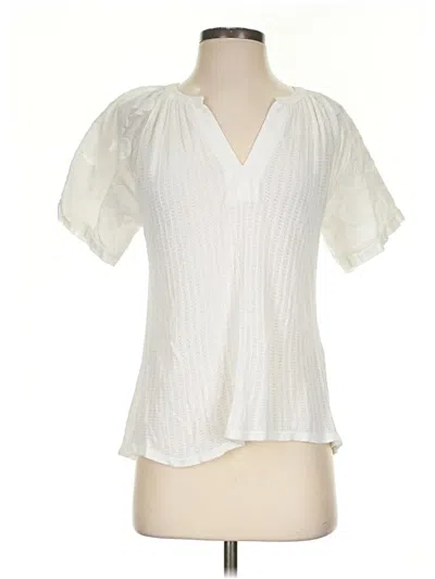 Pre-owned Lucky Brand Short Sleeve Blouse In Ivory