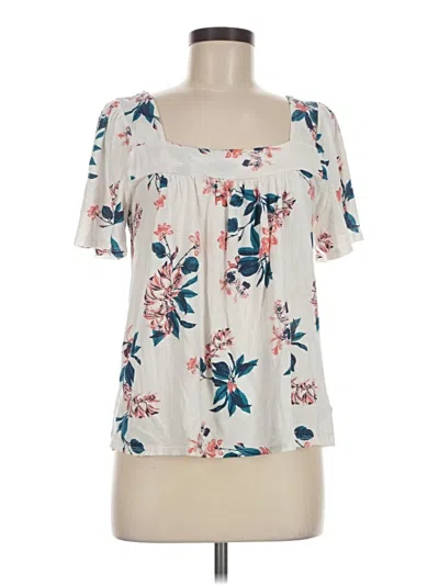 Pre-owned Lucky Brand Short Sleeve Blouse In Ivory