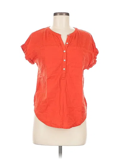 Pre-owned Lucky Brand Short Sleeve Blouse In Orange