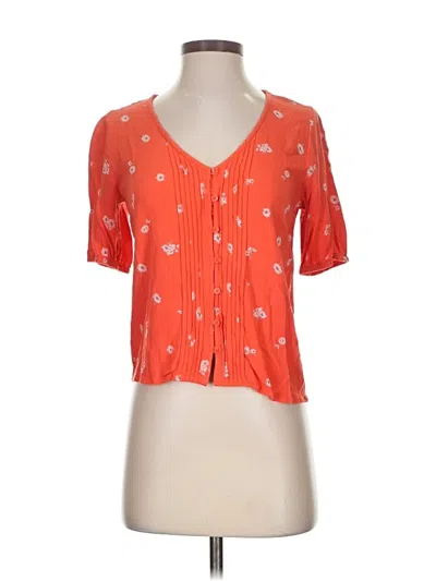 Pre-owned Lucky Brand Short Sleeve Blouse In Orange