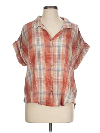 Pre-owned Lucky Brand Short Sleeve Blouse In Orange