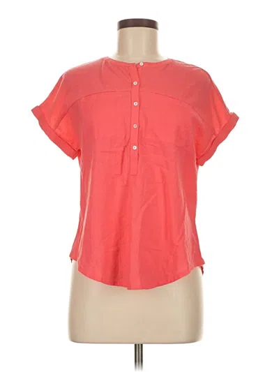 Pre-owned Lucky Brand Short Sleeve Blouse In Orange
