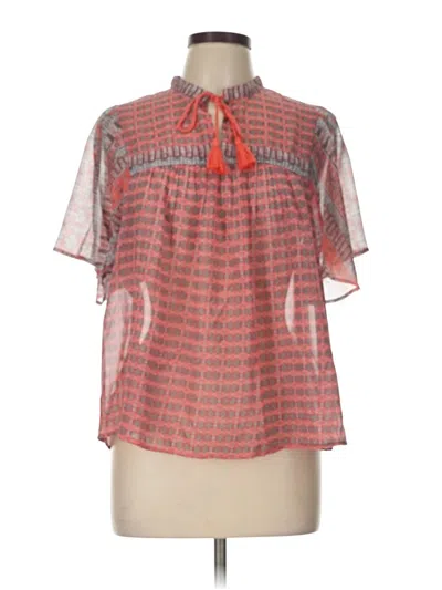 Pre-owned Lucky Brand Short Sleeve Blouse In Orange