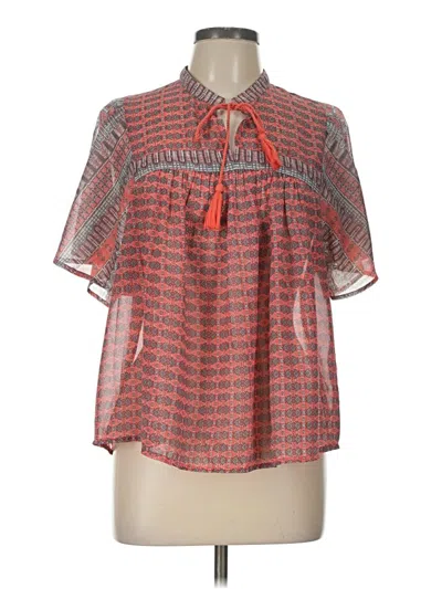 Pre-owned Lucky Brand Short Sleeve Blouse In Orange