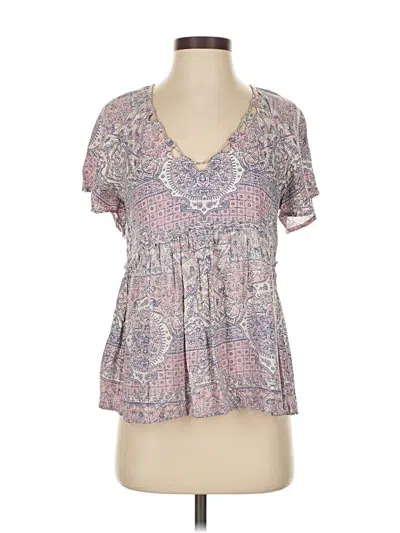 Pre-owned Lucky Brand Short Sleeve Blouse In Pink