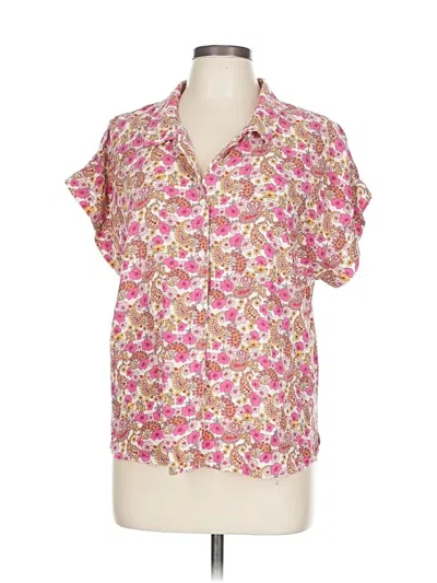 Pre-owned Lucky Brand Short Sleeve Blouse In Pink