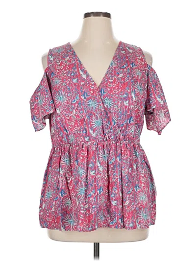 Pre-owned Lucky Brand Short Sleeve Blouse In Pink