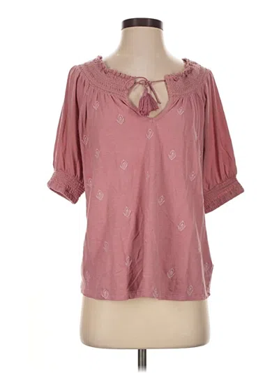 Pre-owned Lucky Brand Short Sleeve Blouse In Pink