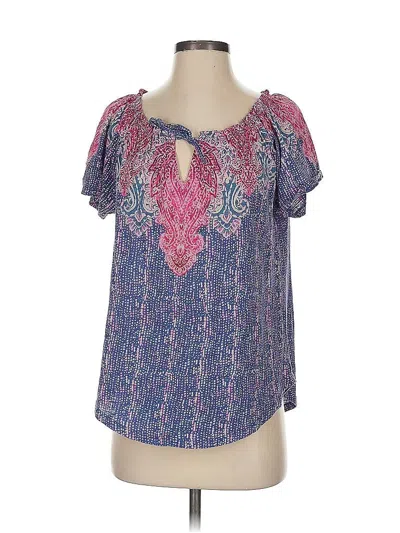 Pre-owned Lucky Brand Short Sleeve Blouse In Purple