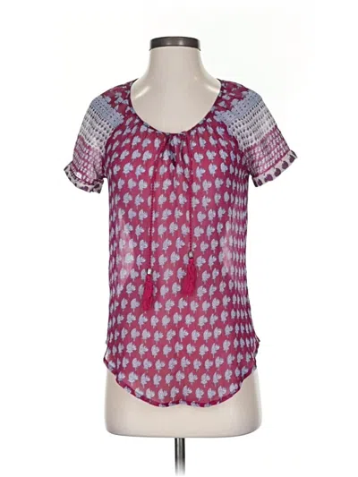 Pre-owned Lucky Brand Short Sleeve Blouse In Purple
