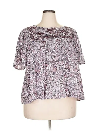 Pre-owned Lucky Brand Short Sleeve Blouse In Purple