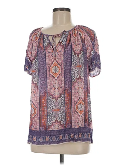 Pre-owned Lucky Brand Short Sleeve Blouse In Purple