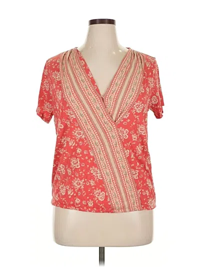 Pre-owned Lucky Brand Short Sleeve Blouse In Red