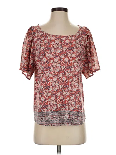 Pre-owned Lucky Brand Short Sleeve Blouse In Red