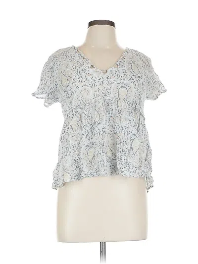 Pre-owned Lucky Brand Short Sleeve Blouse In Silver