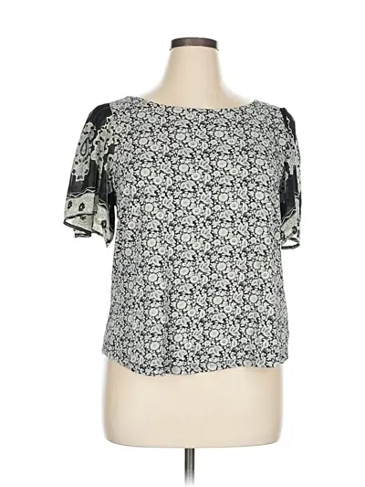 Pre-owned Lucky Brand Short Sleeve Blouse In Silver