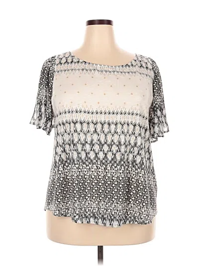 Pre-owned Lucky Brand Short Sleeve Blouse In Silver
