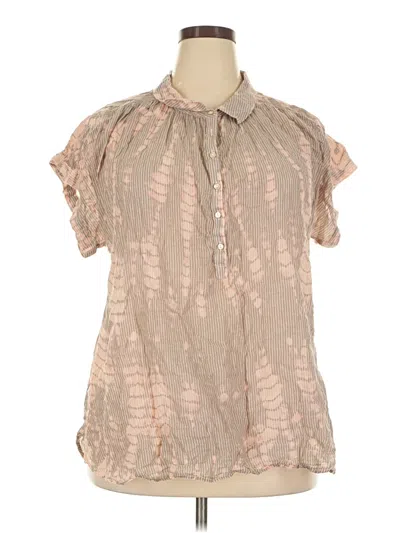 Pre-owned Lucky Brand Short Sleeve Blouse In Tan