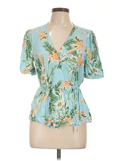 Pre-owned Lucky Brand Short Sleeve Blouse In Teal