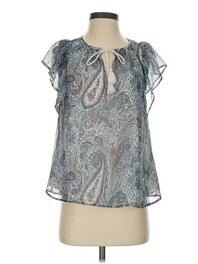 Pre-owned Lucky Brand Short Sleeve Blouse In Teal
