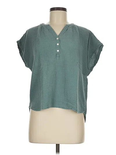 Pre-owned Lucky Brand Short Sleeve Blouse In Teal