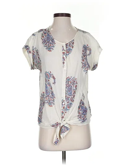 Pre-owned Lucky Brand Short Sleeve Blouse In White