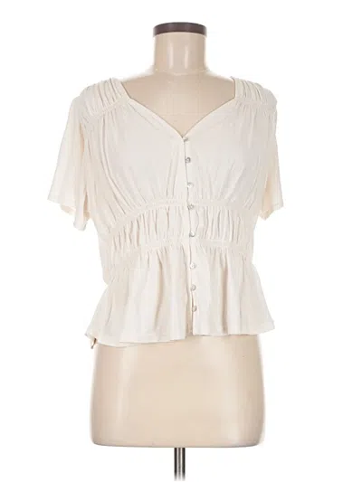 Pre-owned Lucky Brand Short Sleeve Blouse In White