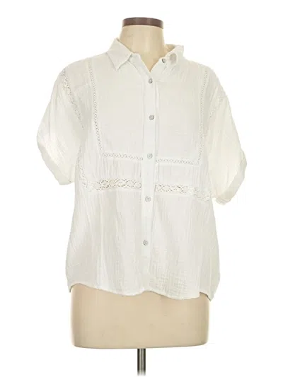 Pre-owned Lucky Brand Short Sleeve Blouse In White