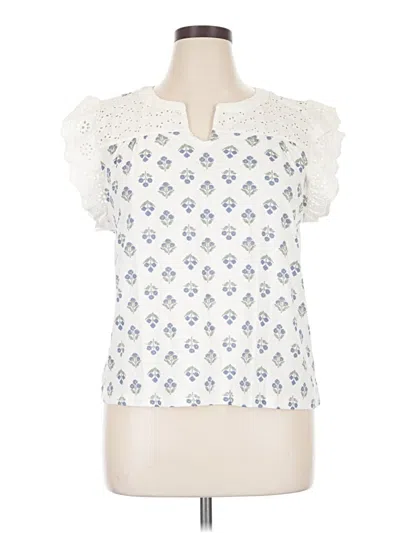 Pre-owned Lucky Brand Short Sleeve Blouse In White
