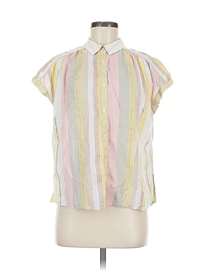 Pre-owned Lucky Brand Short Sleeve Blouse In Yellow