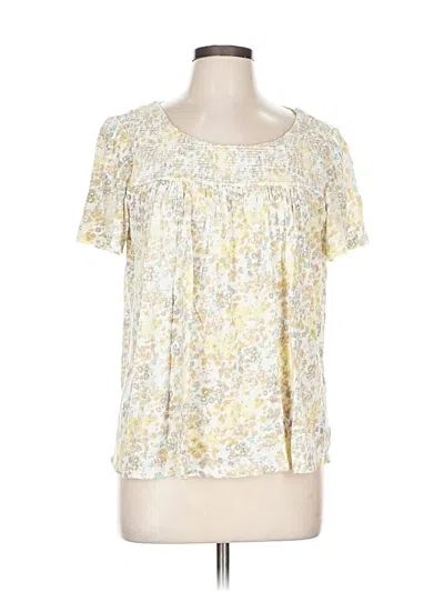 Pre-owned Lucky Brand Short Sleeve Blouse In Yellow