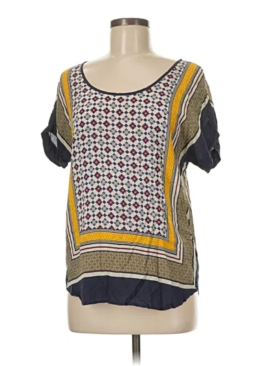 Pre-owned Lucky Brand Short Sleeve Blouse In Yellow