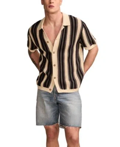 Lucky Brand Short Sleeve Cardigan Loose Fit Shorts In Brown