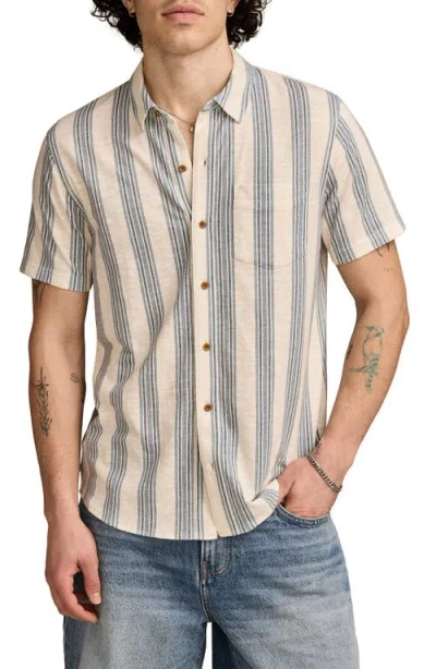 Lucky Brand Short Sleeve Cotton-blend Button-up Shirt In Gray