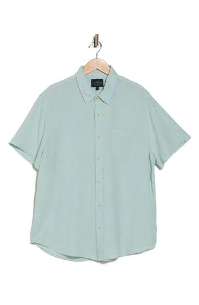 Lucky Brand Short Sleeve Cotton Blend Button-up Shirt In Blue Haze