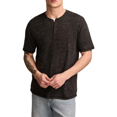 Lucky Brand Short Sleeve Cotton Blend Henley In 001 Black
