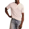 Lucky Brand Short Sleeve Cotton Blend Henley In Bright White
