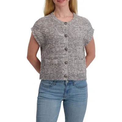 Lucky Brand Short Sleeve Cotton Cardigan In Gray