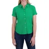 Lucky Brand Short Sleeve Cotton Gauze Button-up Shirt In Jelly Bean