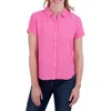 Lucky Brand Short Sleeve Cotton Gauze Button-up Shirt In Sugar Plum