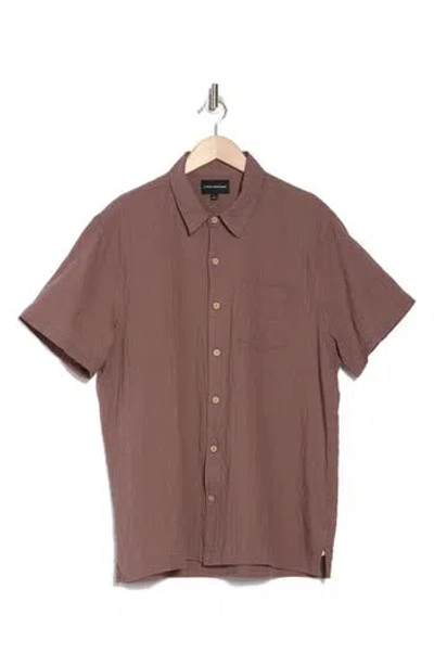 Lucky Brand Short Sleeve Crinkled Button-up Shirt In Iron