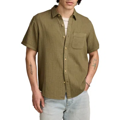 Lucky Brand Short Sleeve Double Gauze Button-up Shirt In Green