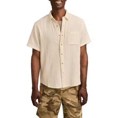 Lucky Brand Short Sleeve Double Gauze Button-up Shirt In Neutral
