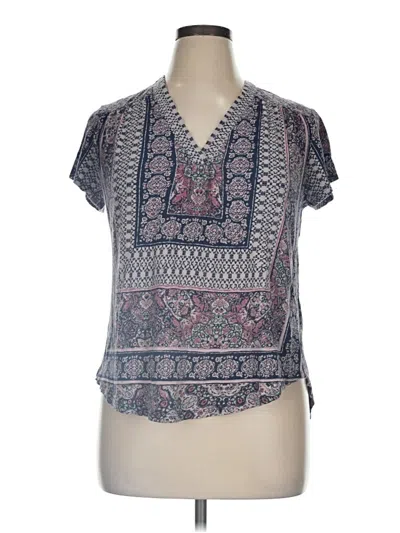 Pre-owned Lucky Brand Short Sleeve Henley Shirt In Blue